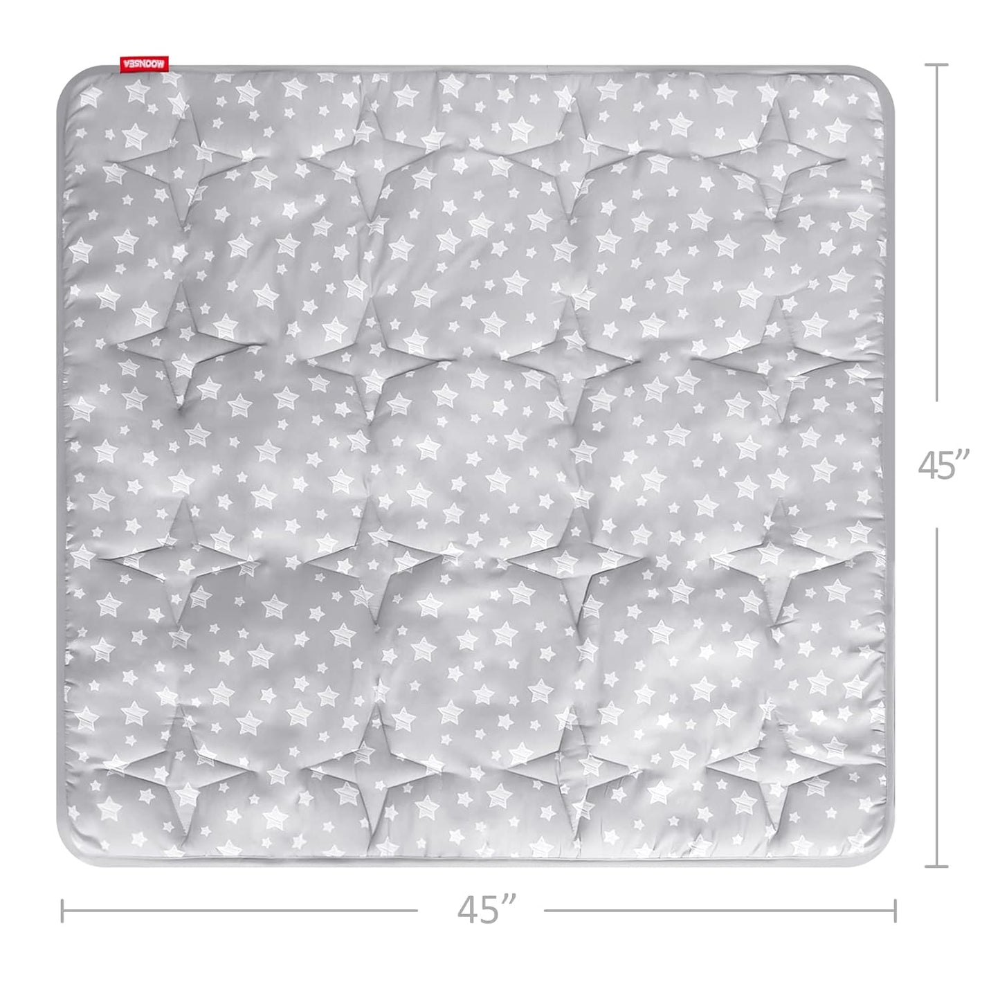 Baby Play Mat | Play Tent Mat - Square 45'' x 45'', Padded and Non-Slip Activity Mat for Kids and Toddlers, Grey Star