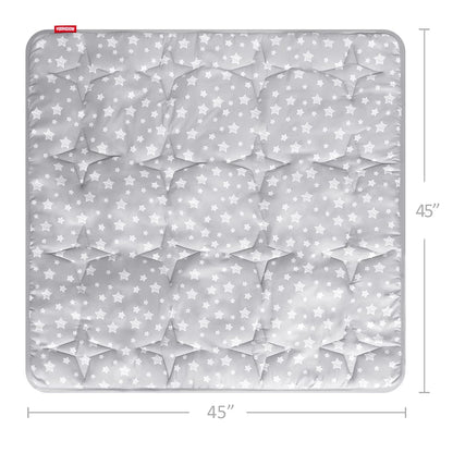 Baby Play Mat | Play Tent Mat - Square 45'' x 45'', Padded and Non-Slip Activity Mat for Kids and Toddlers, Grey Star