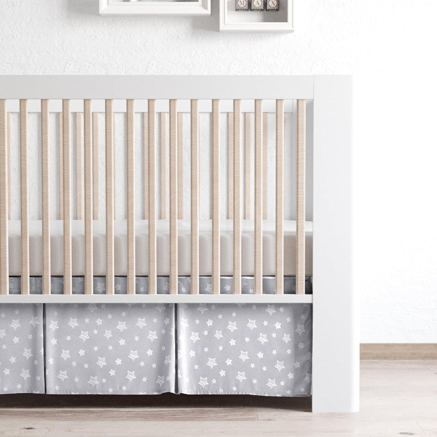 Crib Skirt , 14" Drop, Toddler Crib Bed Skirt, Star, Microfiber