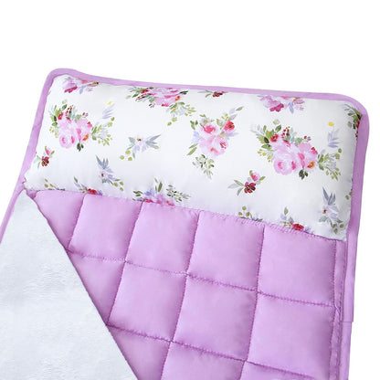 Toddler Nap Mat- Pillow And Fleece Minky Blanket, 21''x50'',Floral