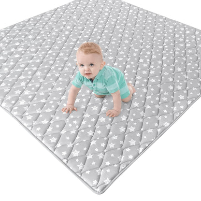 Premium Foam Baby Play Mat | Playpen Mat - Thicker and Non-Toxic Crawling Mat for Infant & Toddler, Grey Star - Moonsea Bedding