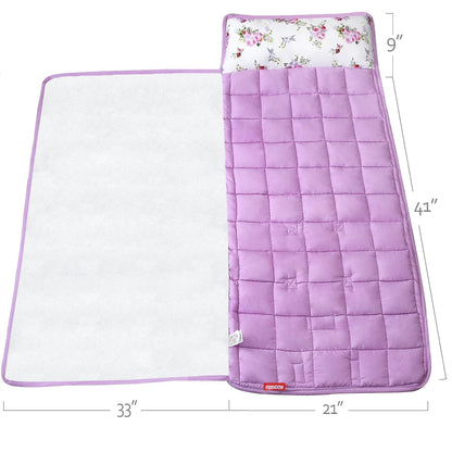 Toddler Nap Mat- Pillow And Fleece Minky Blanket, 21''x50'',Floral