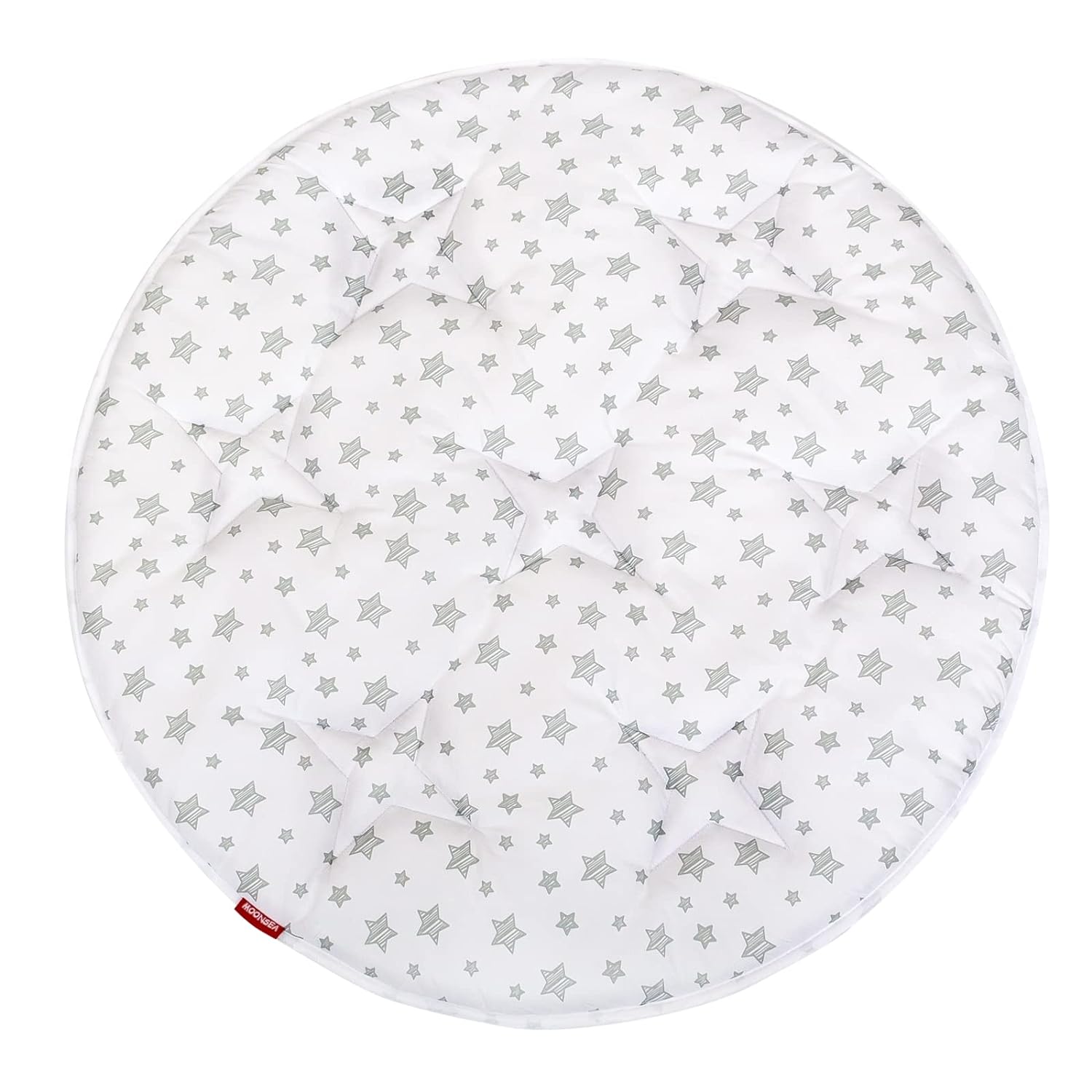 Baby Play Mat | Play Tent Mat - Round 40'' x 40'', Padded and Non-Slip Activity Mat for Kids and Toddlers, White Star - Moonsea Bedding