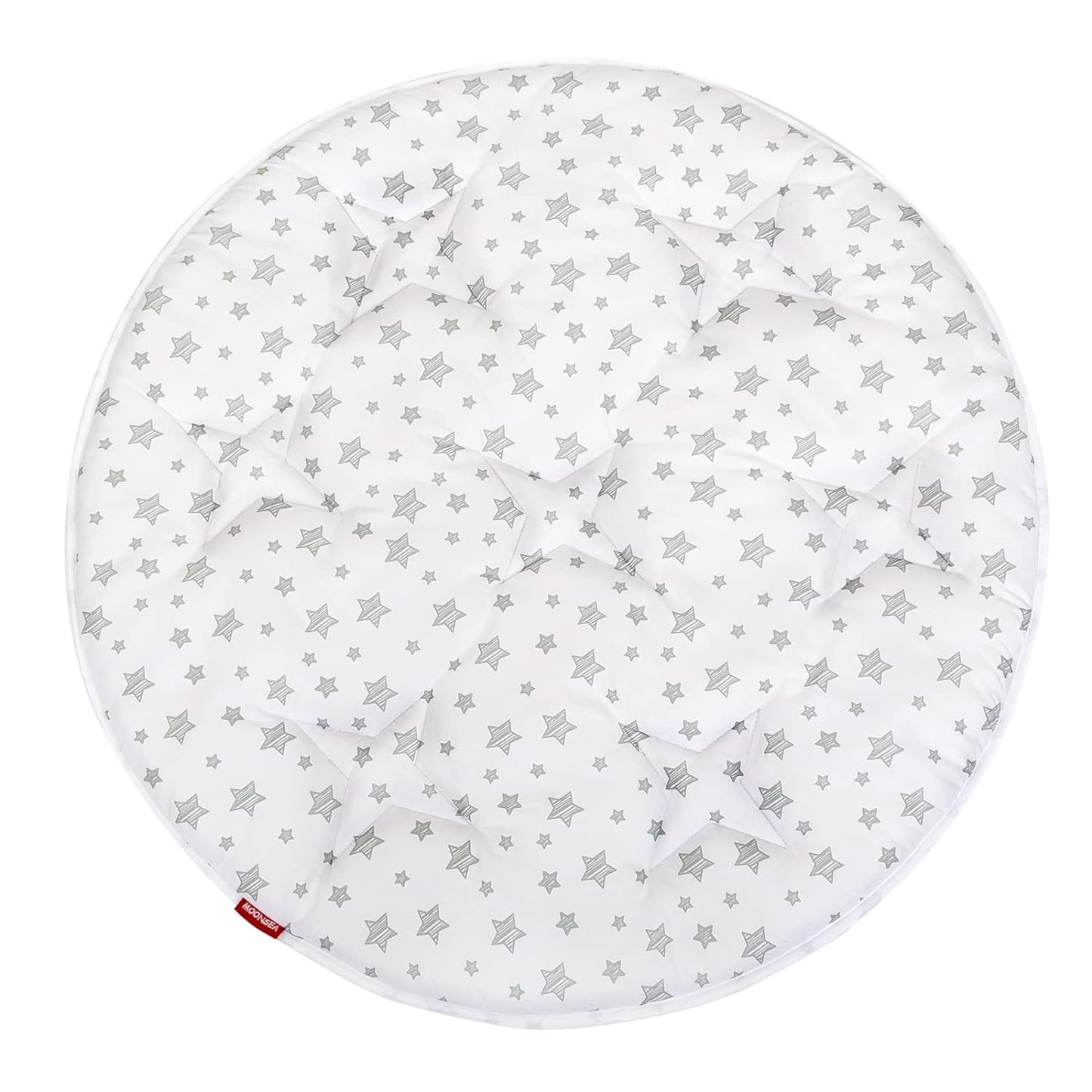 Baby Play Mat | Play Tent Mat - Round Padded and Non-Slip Activity Mat for Kids and Toddlers, White Star - Moonsea Bedding