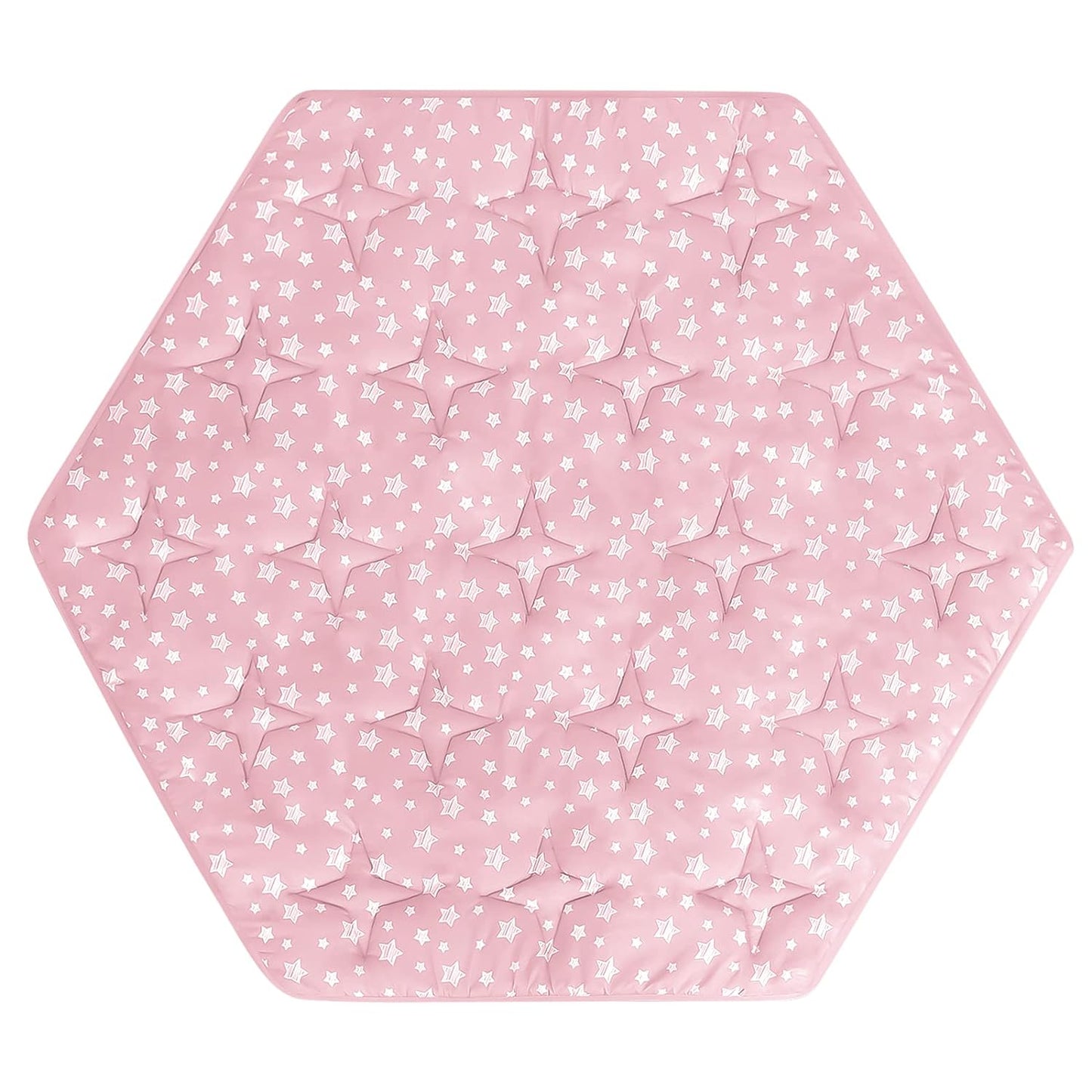 Baby Play Mat | Hexagon Playpen Mat - Compatible with POP 'N GO Baby Playpen, Pink Stars - Moonsea Bedding