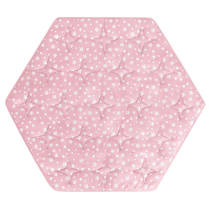 Baby Play Mat | Hexagon Playpen Mat - Compatible with POP 'N GO Baby Playpen, Pink Stars - Moonsea Bedding