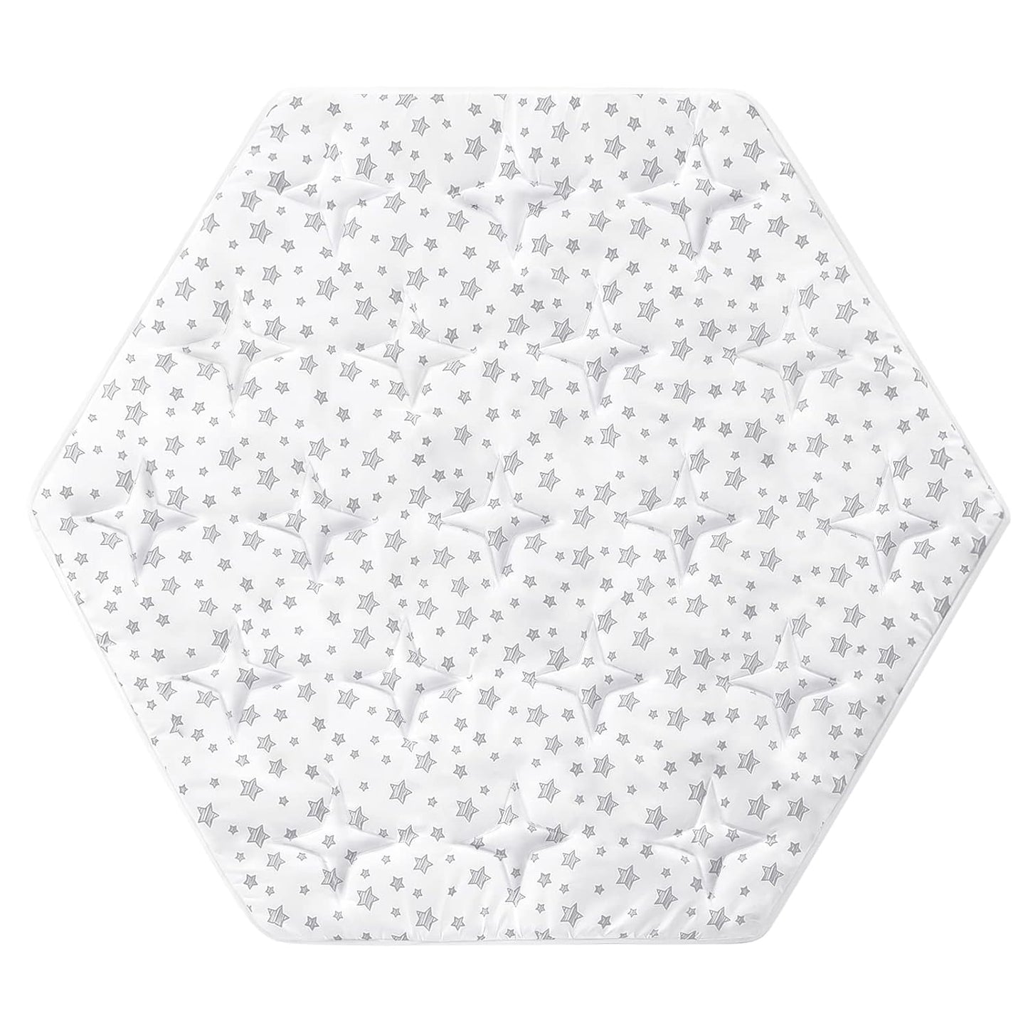 Baby Play Mat | Hexagon Playpen Mat - Compatible with POP 'N GO Baby Playpen, White Stars - Moonsea Bedding