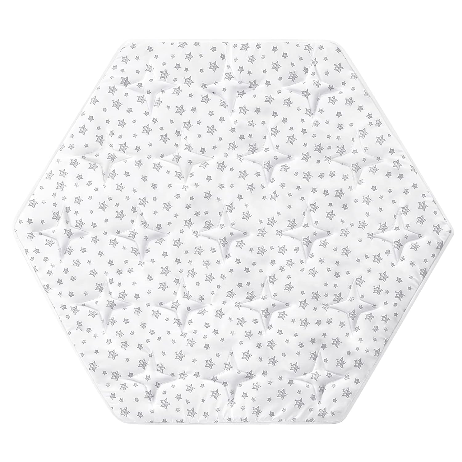 Baby Play Mat | Hexagon Playpen Mat - Compatible with POP 'N GO Baby Playpen, White Stars - Moonsea Bedding