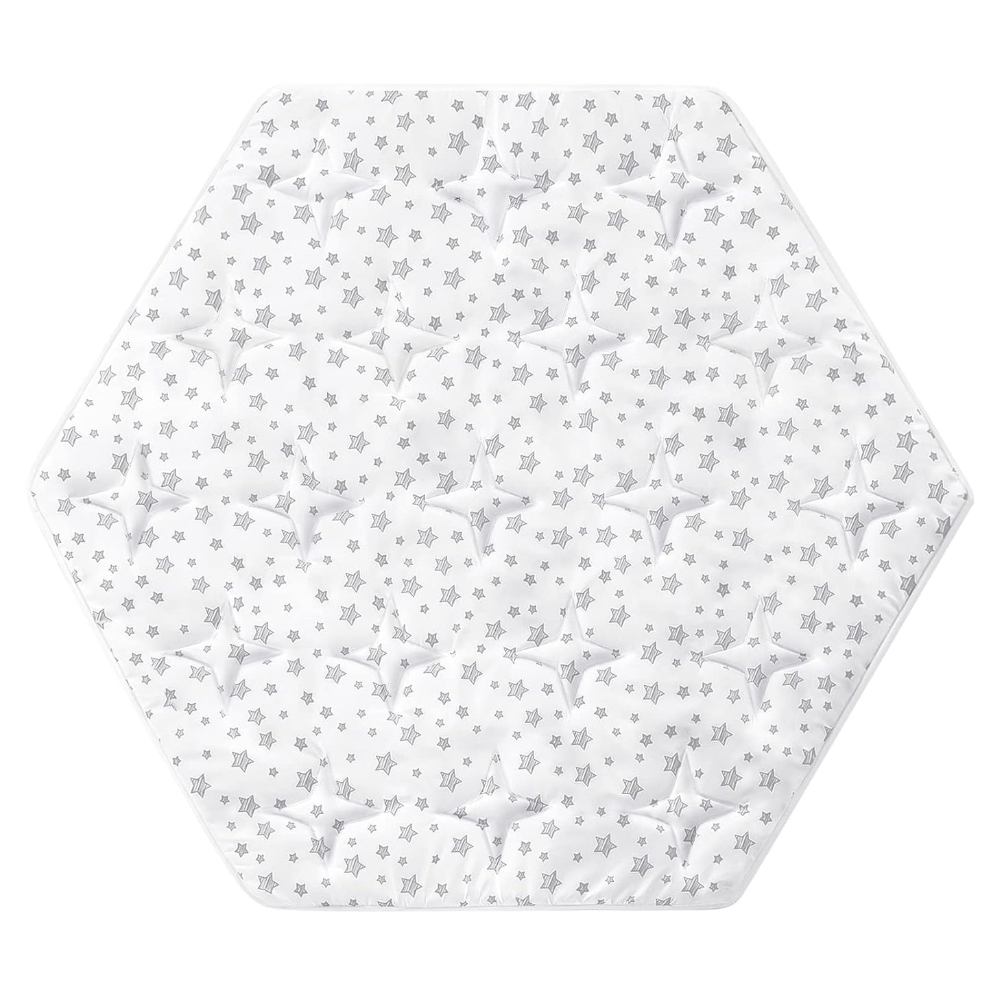 Baby Play Mat | Hexagon Playpen Mat - Padded and Non Slip Activity Mat for Infant & Toddler, White Stars - Moonsea Bedding