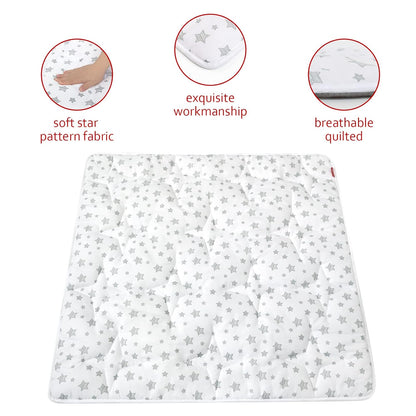 Baby Play Mat | Play Tent Mat - Square 43'' x 43'', Padded and Non-Slip Activity Mat for Kids and Toddlers, White Star
