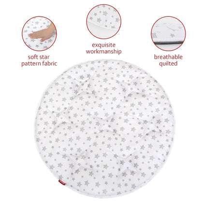 Baby Play Mat | Play Tent Mat - Round 40'' x 40'', Padded and Non-Slip Activity Mat for Kids and Toddlers, White Star