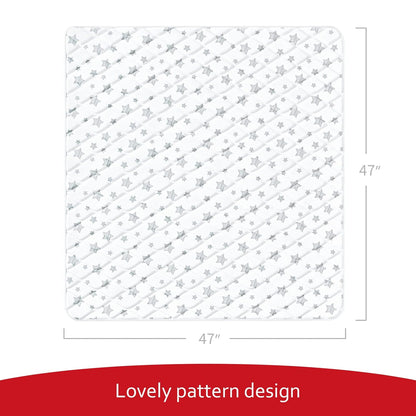 Premium Foam Baby Play Mat | Playpen Mat - Square 47" x 47", Thicker and Non-Toxic Crawling Mat for Infant & Toddler, White Star