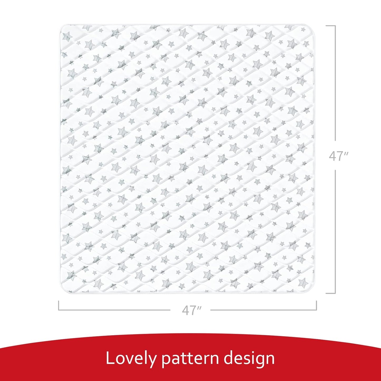 Premium Foam Baby Play Mat | Playpen Mat - Square 47" x 47", Thicker and Non-Toxic Crawling Mat for Infant & Toddler, White Star