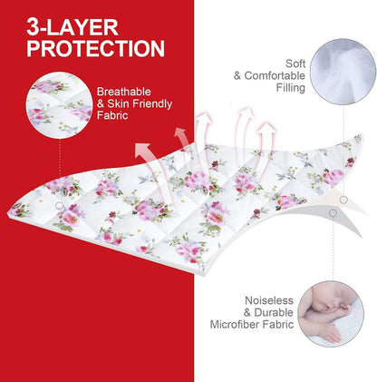 Pack n Play Sheet Quilted | Mini Crib Sheet - Pack and Play Mattress Pad Cover, Ultra-Soft Microfiber, Fits Graco Pack and Play, Floral