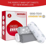 Crib sheets, Fit for Standard Size Crib, 4 Packs, Microfiber, Grey