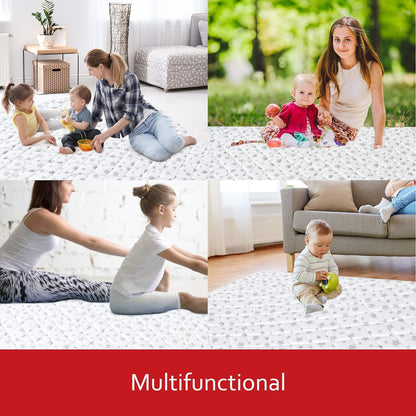 Premium Foam Baby Play Mat | Playpen Mat - Square 59" x 59", Thicker and Non-Toxic Crawling Mat for Infant & Toddler, White Stars