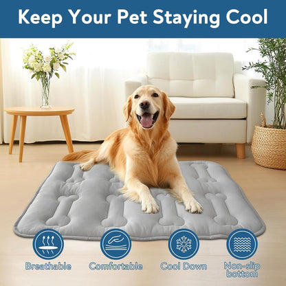 2 Pack Cooling Dog Mat for Dogs – Summer Cooling Pet Pad, Breathable Heat-Relief Mat for Crate, Couch & Floor Use