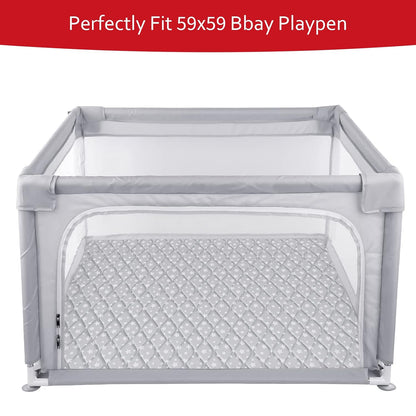 Premium Foam Baby Play Mat | Playpen Mat - Square 59" x 59", Thicker and Non-Toxic Crawling Mat for Infant & Toddler, Grey Star