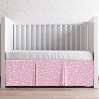 Crib Skirt , 14" Drop, Toddler Crib Bed Skirt, Star, Microfiber