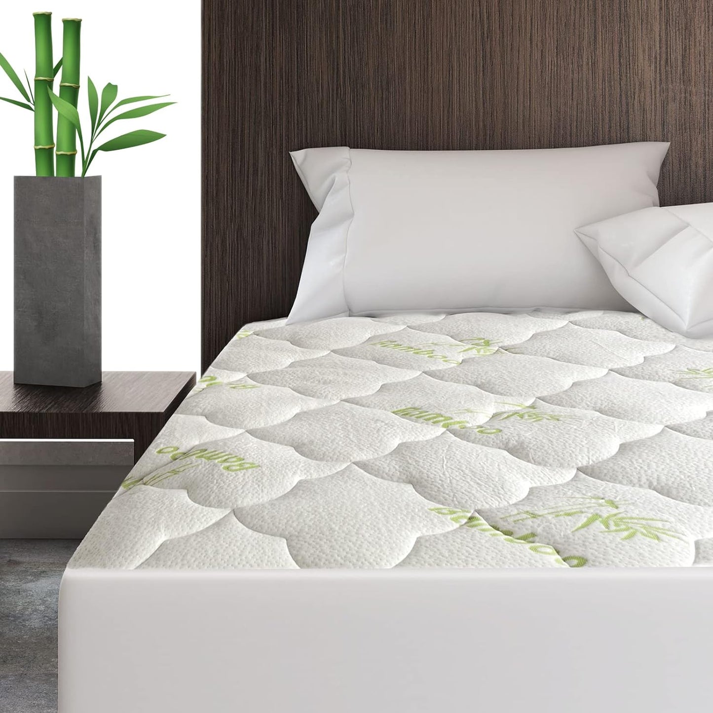 Air Mattress Pad Cover/ Protector- Thick Quilted, Noiseless, 8''-16'' Deep Pocket, Bamboo