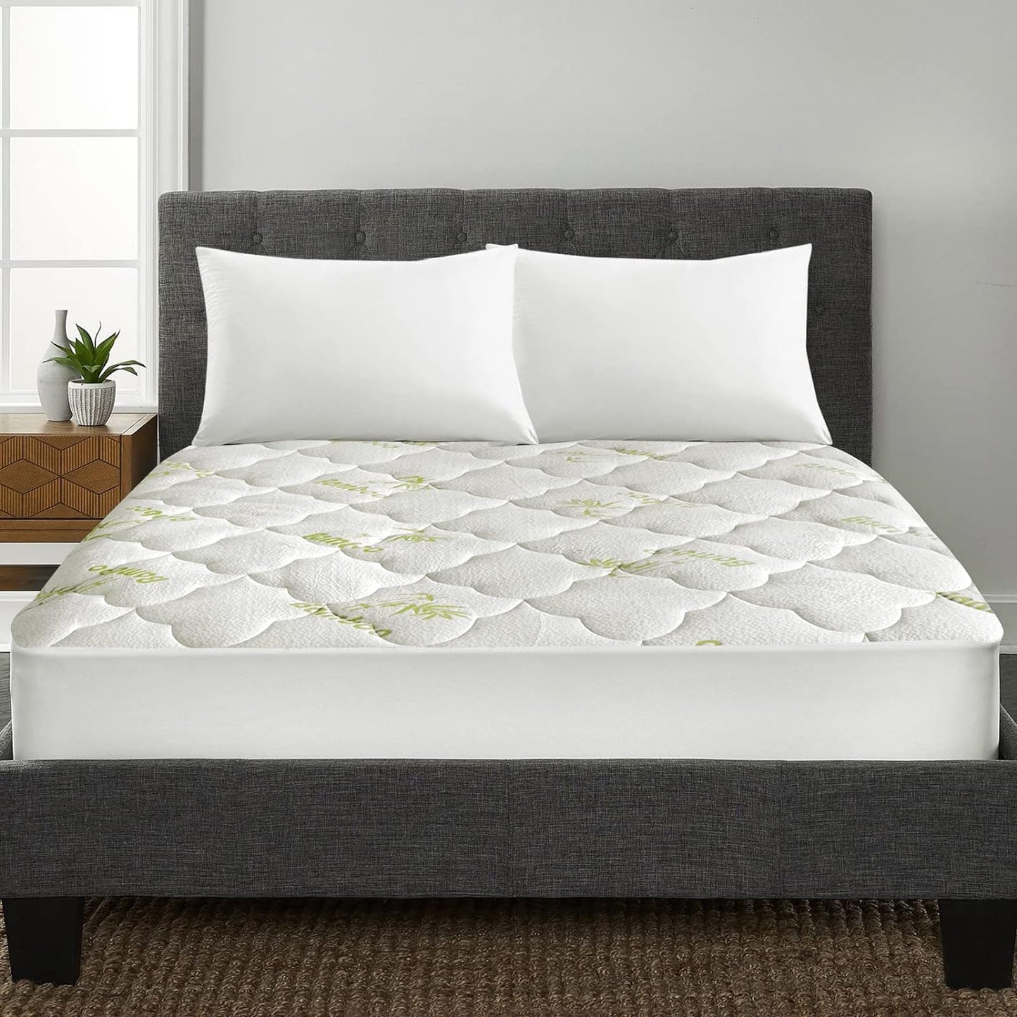 Air Mattress Pad Cover/ Protector- Thick Quilted, Noiseless, 8''-16'' Deep Pocket, Bamboo