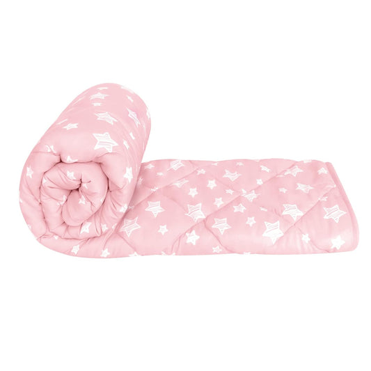 Baby Blanket, Toddler Comforter Quilted with Pink Star Print, Microfiber, 39''x47''-Moonsea Bedding
