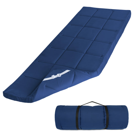 Camping Cot Mattress Pad, 75" x 30" Quilted Cot Topper with Corner Straps, Soft Roll-Up Sleeping Mat for RV Bunk, Guest Bed & Floor