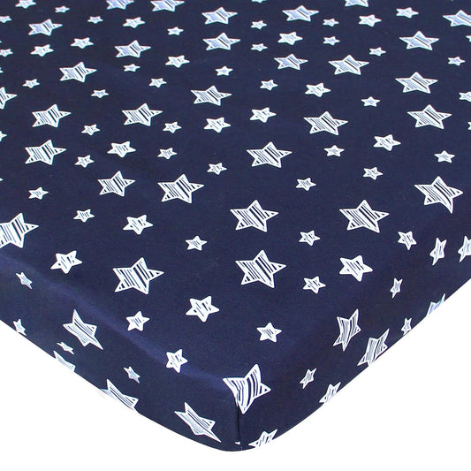 Pack n Play Sheet | Mini Crib Sheet - 2 Pack, Ultra-Soft Microfiber, Fits Graco Pack and Play, Navy Star-Moonsea Bedding