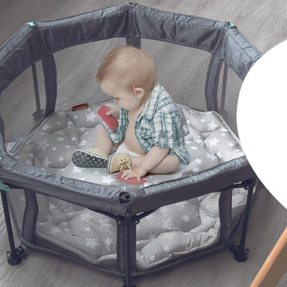 Baby Play Mat | Octagon Playpen Mat - Compatible with hiccapop MiniPod Baby Dome, Grey Star