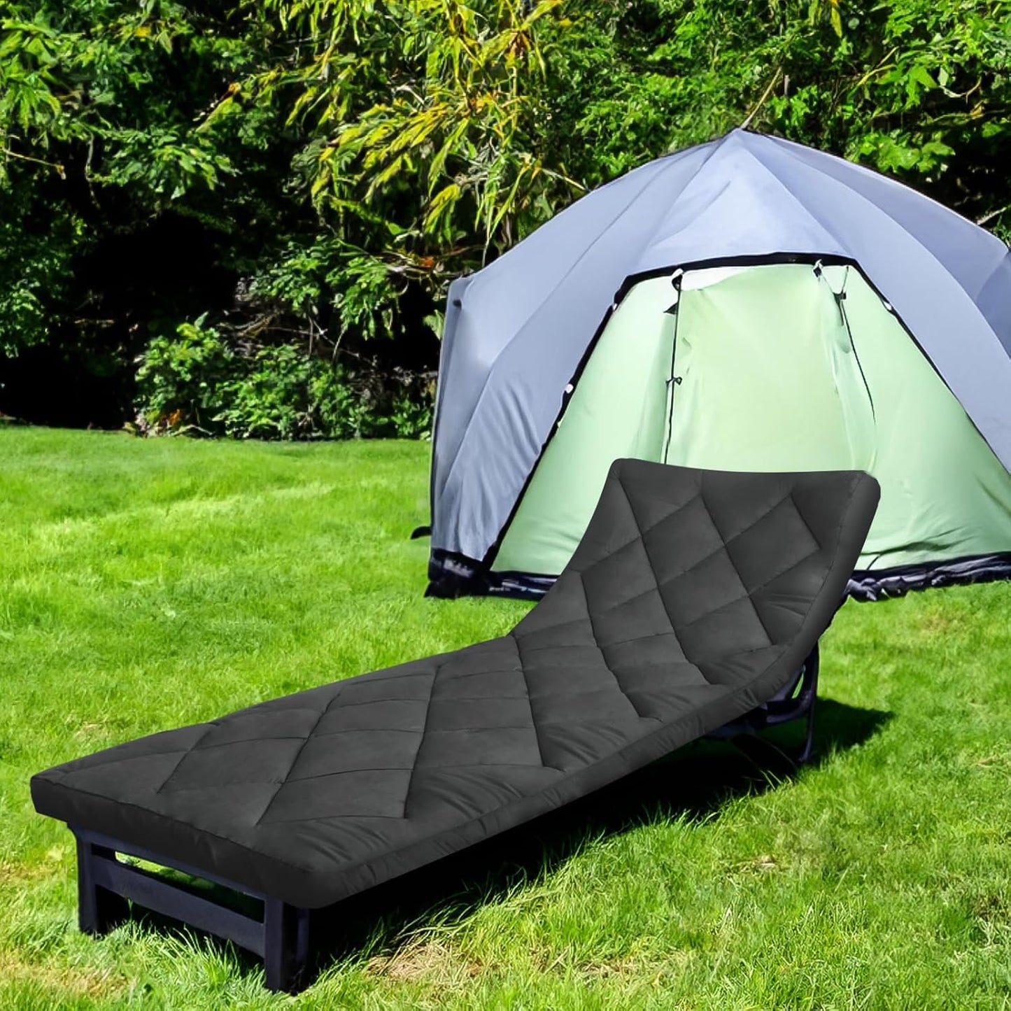 Quilted Cot Mattress Topper 75" x 30", Soft Camping Cot Pad with Non-Slip Bottom & Adjustable Straps for RV Bunk, Folding Cot, Guest Bed