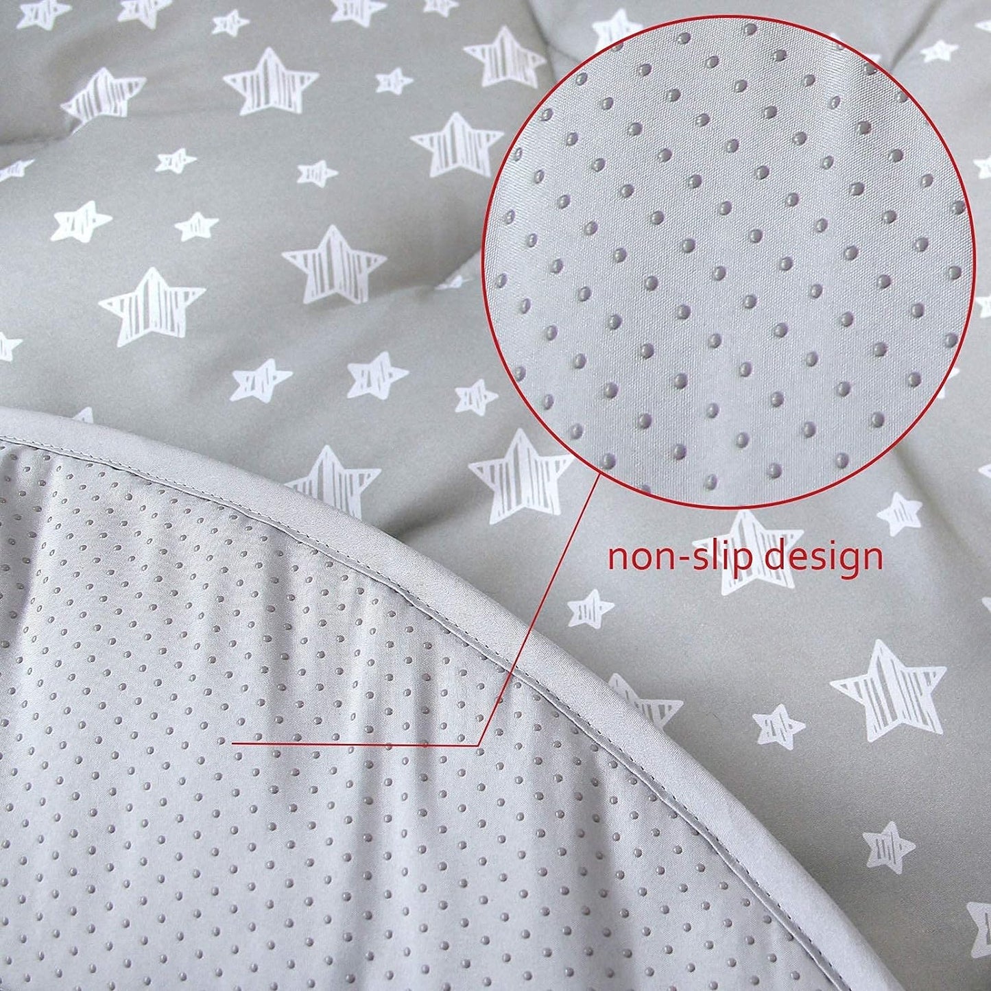 Baby Play Mat | Play Tent Mat - Round 40'' x 40'', Padded and Non-Slip Activity Mat for Kids and Toddlers, Grey Star