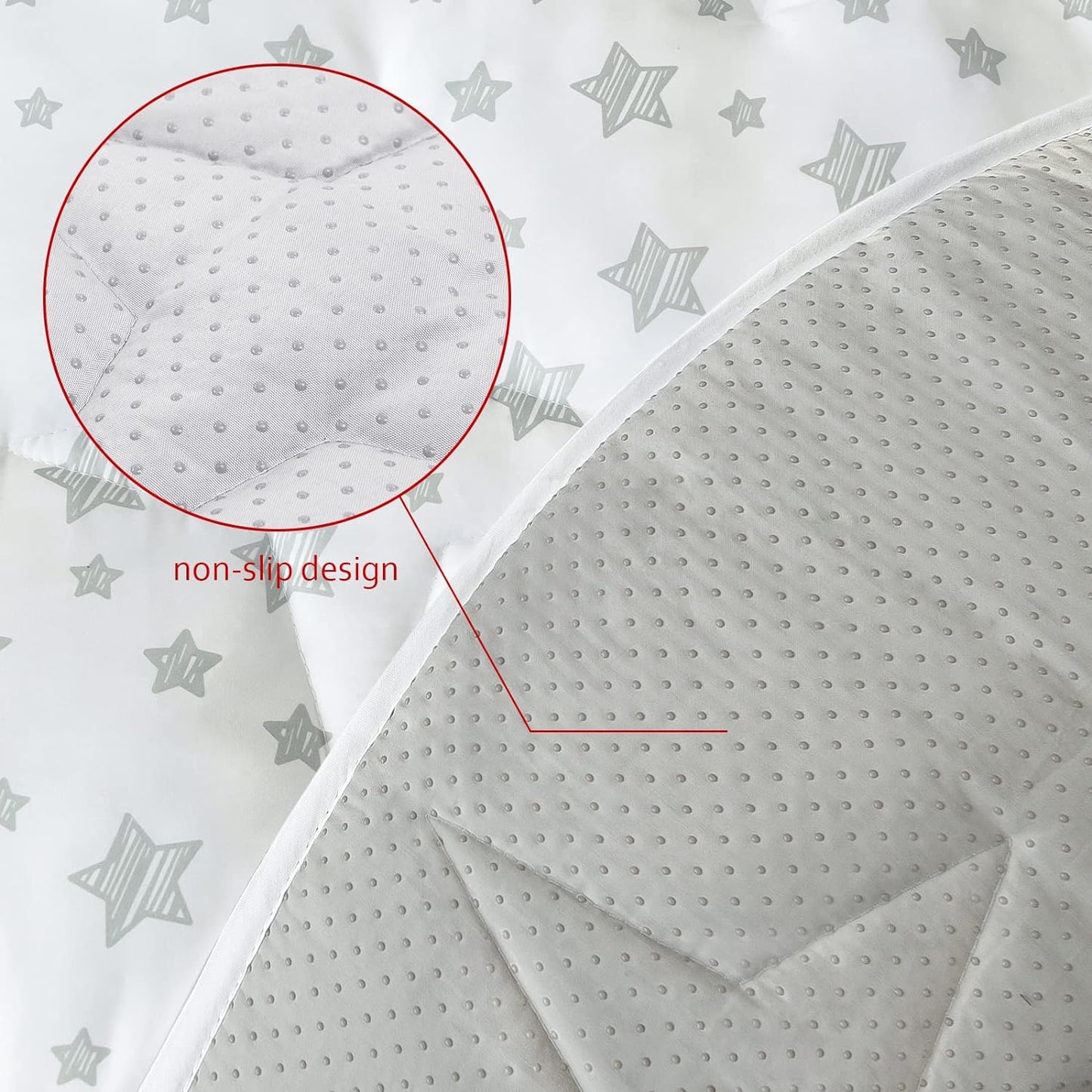Baby Play Mat | Play Tent Mat - Square 43'' x 43'', Padded and Non-Slip Activity Mat for Kids and Toddlers, White Star