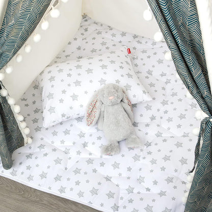 Baby Play Mat | Play Tent Mat - Square 43'' x 43'', Padded and Non-Slip Activity Mat for Kids and Toddlers, White Star