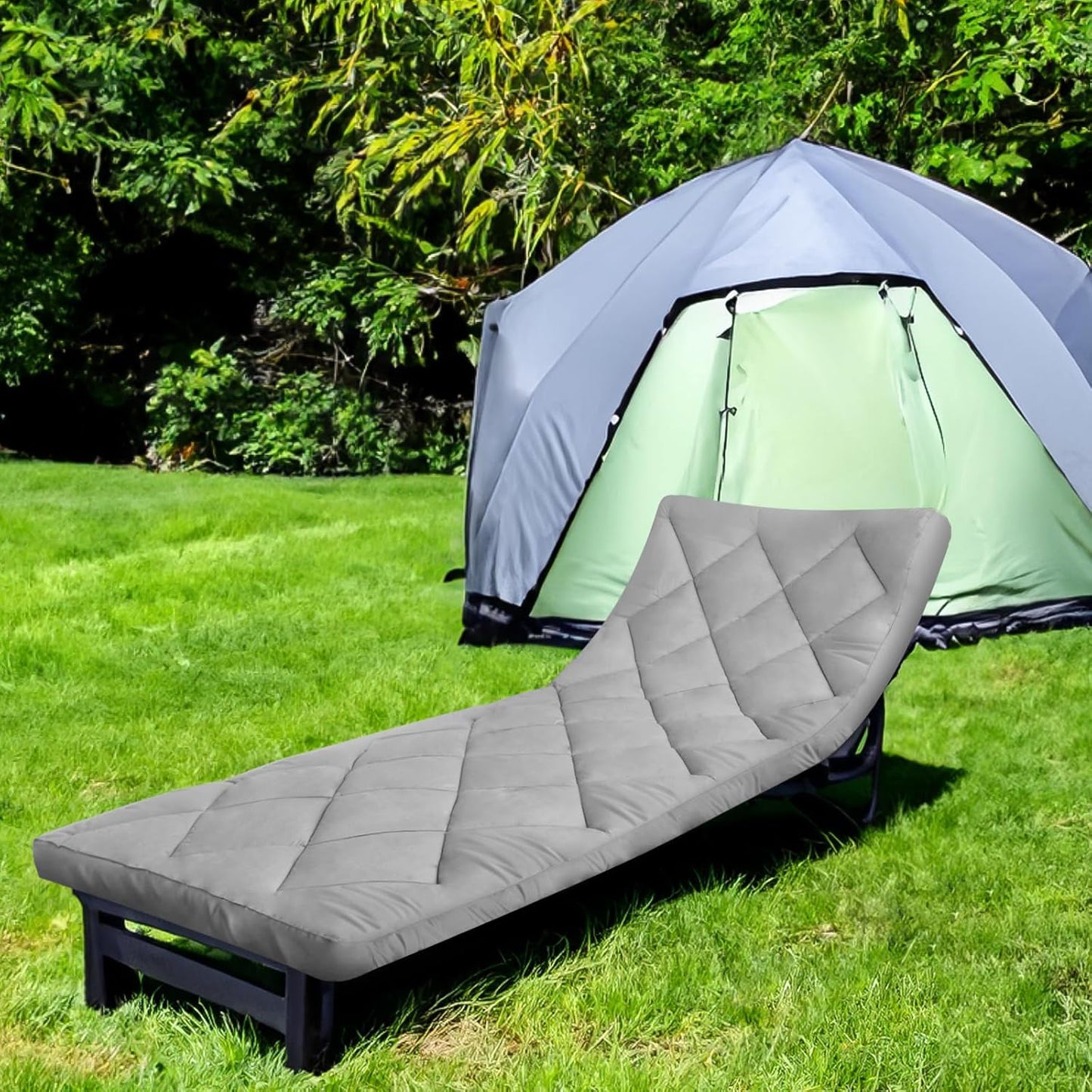Quilted Cot Mattress Topper 75" x 30", Soft Camping Cot Pad with Non-Slip Bottom & Adjustable Straps for RV Bunk, Folding Cot, Guest Bed