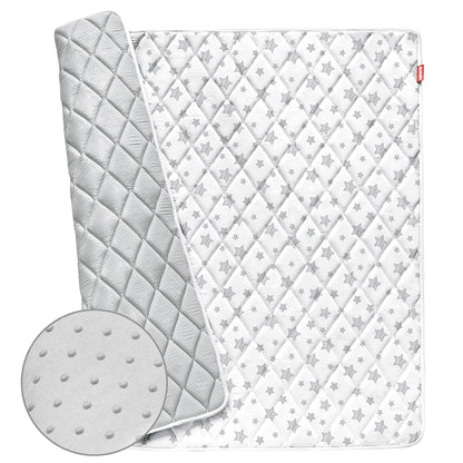 Premium Foam Baby Play Mat | Playpen Mat - Square 47" x 47", Thicker and Non-Toxic Crawling Mat for Infant & Toddler, White Star - Moonsea Bedding