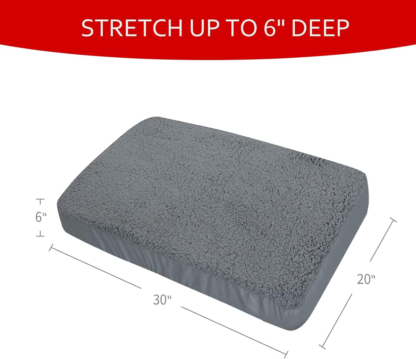 Dog Bed Covers Soft Plush Replacement Washable, Waterproof Dog Bed Liner,long plush fabric,Grey