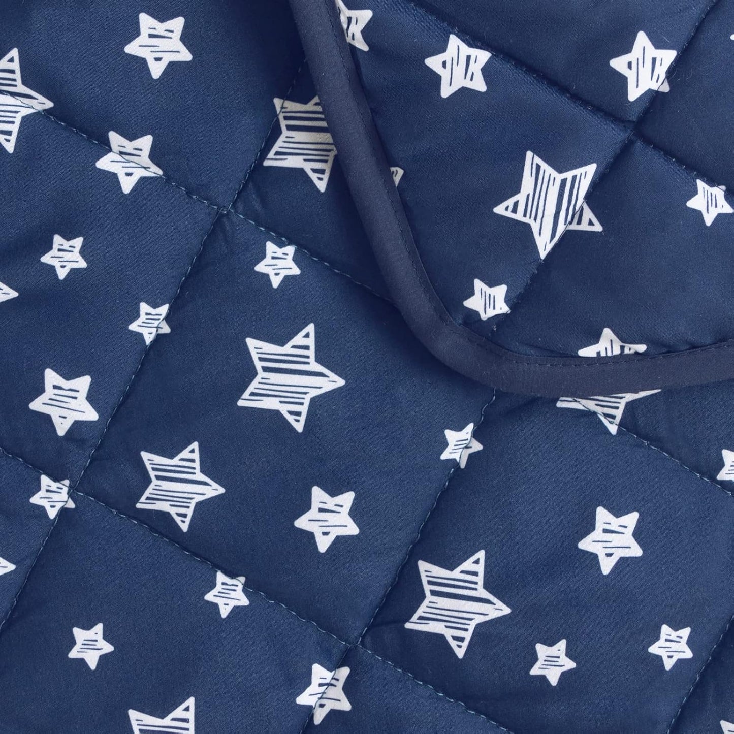 Baby Blanket, Toddler Comforter Quilted with Navy Star Print, Microfiber, 39''x47''