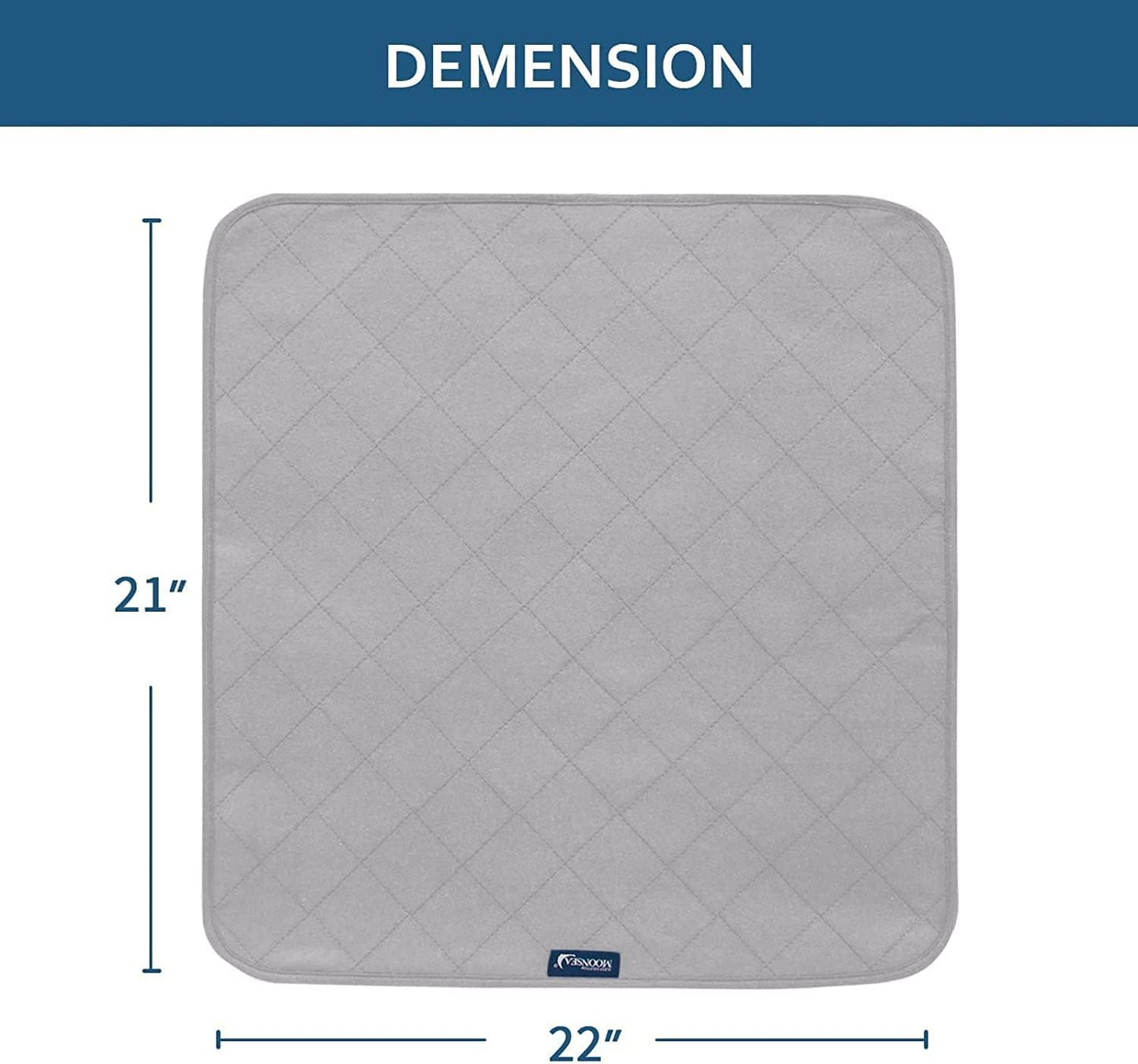 Waterproof Incontinence Chair Pads , Non Slip Absorbent Chuck Pads,  22" x 21", 2 Pack - Black