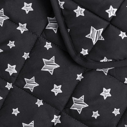 Baby Blanket, Toddler Comforter Quilted with Black Star Print, Microfiber, 39''x47''