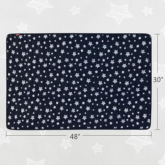 Dog Crate Mat- Soft ,Star Prints, Anti-Slip Bottom, Machine Washable,Black Star