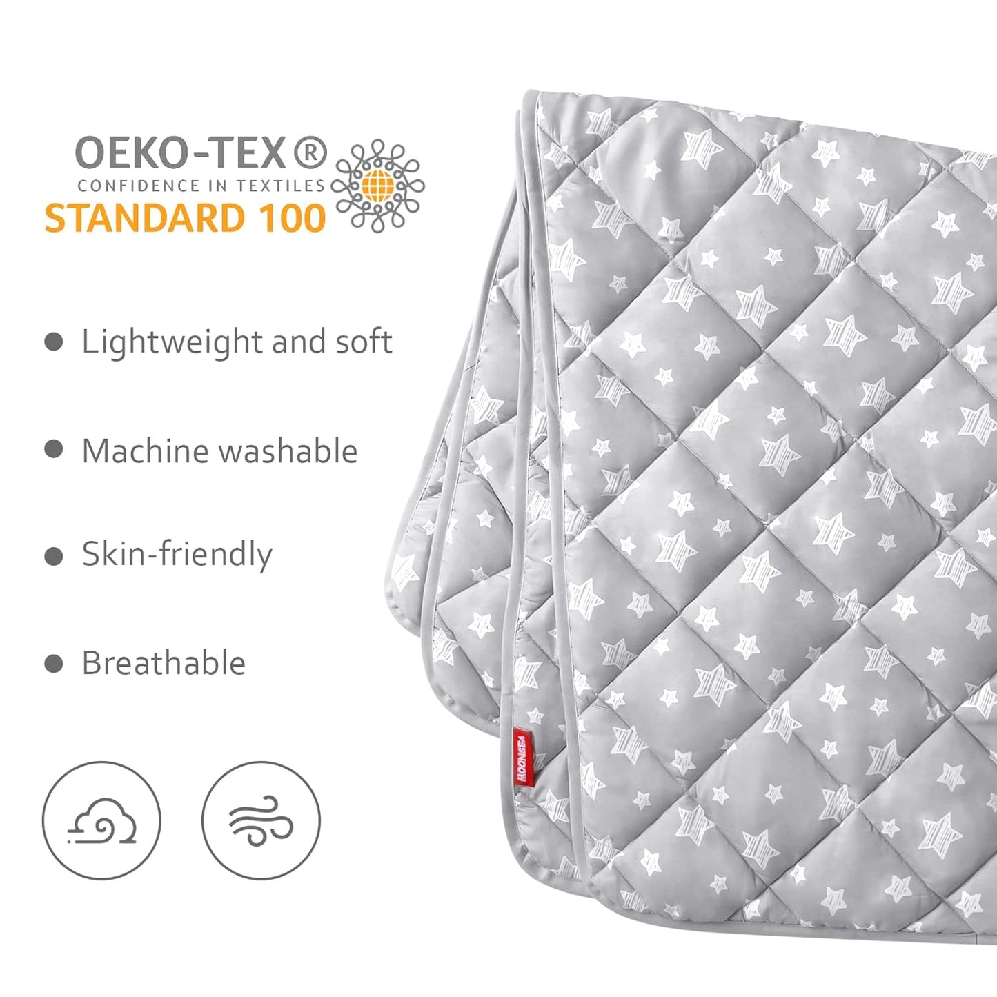 Baby Blanket, Toddler Comforter Quilted with Grey Star Print, Microfiber, 39''x47''