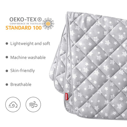 Baby Blanket, Toddler Comforter Quilted with Grey Star Print, Microfiber, 39''x47''