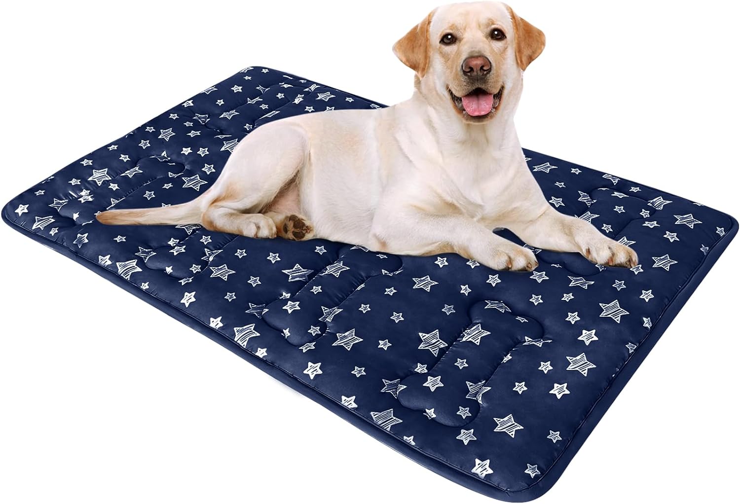 Dog Crate Mat- Soft ,Star Prints, Anti-Slip Bottom, Machine Washable,Navy Star-Moonsea Bedding