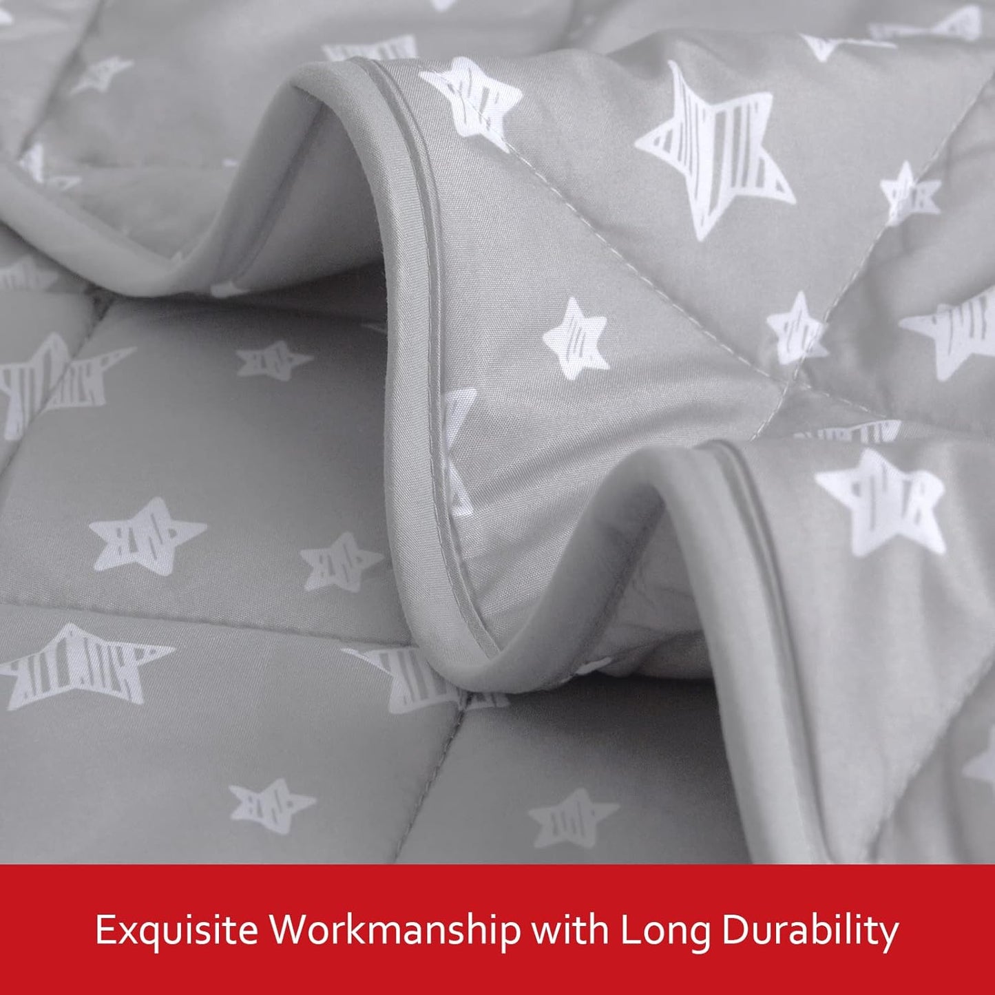Baby Blanket, Toddler Comforter Quilted with Grey Star Print, Microfiber, 39''x47''