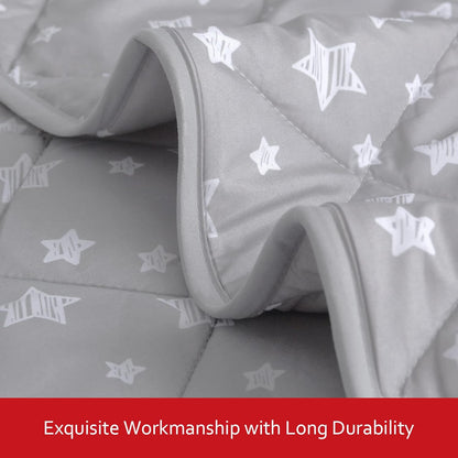 Baby Blanket, Toddler Comforter Quilted with Grey Star Print, Microfiber, 39''x47''