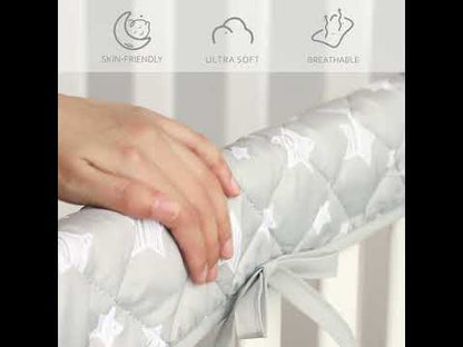 Moonsea Crib Rail Cover for Teething – Soft Padded Crib Rail Protector | Crib Teething Guard, Bite Guard & Crib Rail Guard for Baby Toddlers, Grey & White
