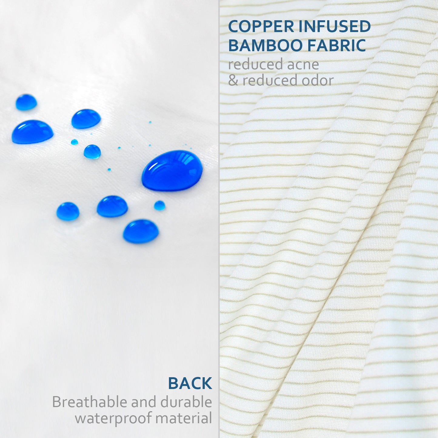 Bamboo Copper Infused Pillow Protector 20'' X 26'' Standard Size 2 Pack