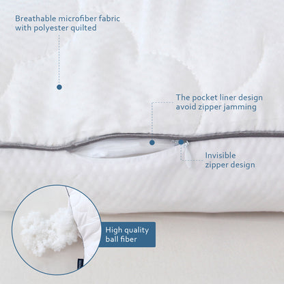 Adjustable Pillow- for Back/Stomach, Hypoallergenic, Premium Ball Fiber