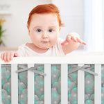 Baby Crib Bumper Pads- Breathable, Flower Print, 4 Piece Set