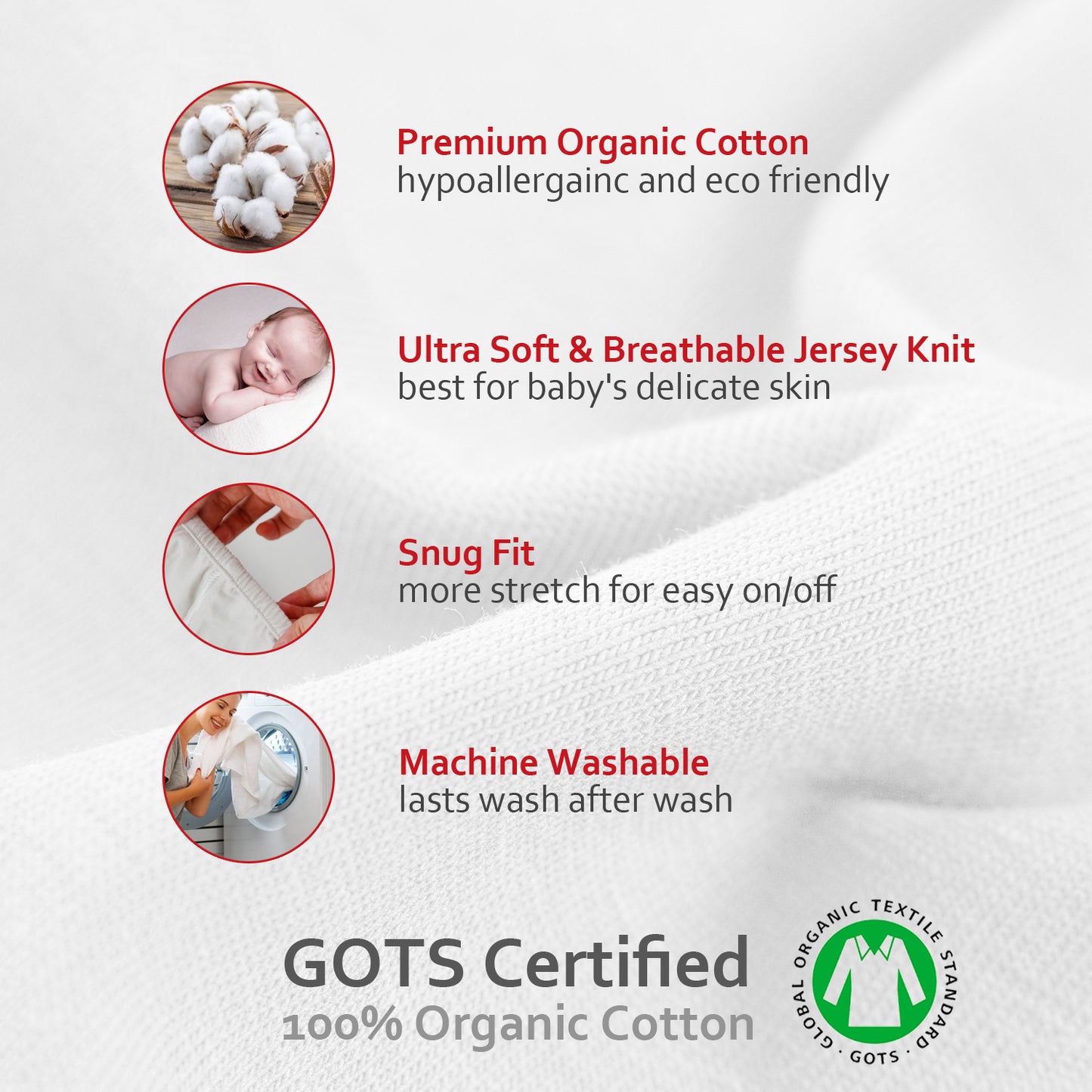 Changing Pad Cover- 2 Pack White, Ultra Soft Jersey Knit Cotton